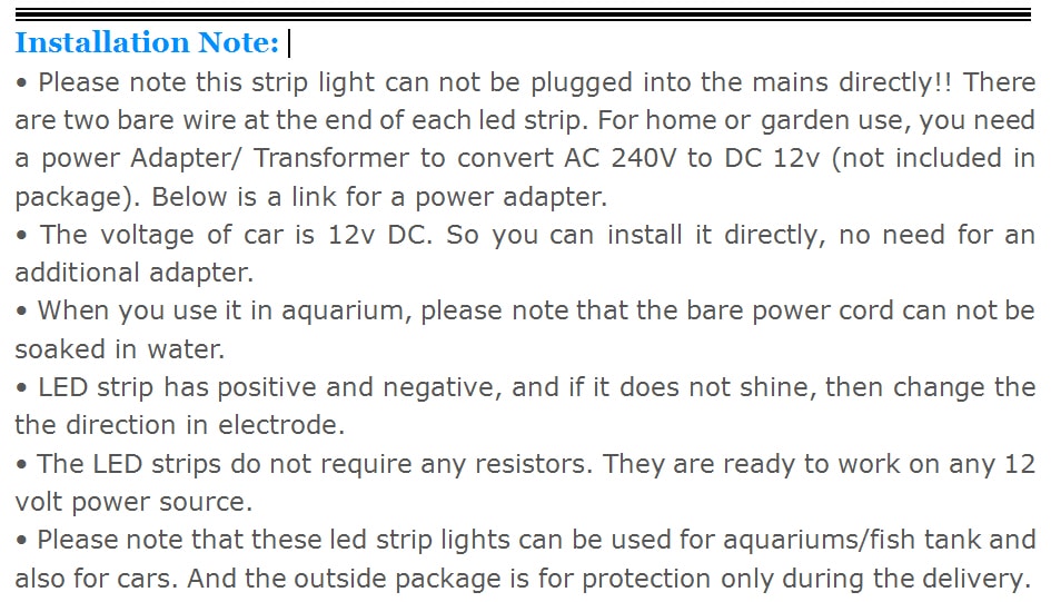 installation note of led light flexible strip light 3528 5050 smd